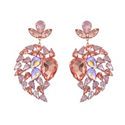 ( Rose Gold)fashion colorful diamond earrings occidental style Earring woman Alloy diamond geometry flowers fully-jewel
