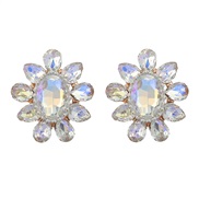 ( white)spring flowers earrings woman occidental style ear stud woman Alloy diamond super fully-jewelled elegant Earring