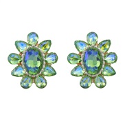 ( green)spring flowers earrings woman occidental style ear stud woman Alloy diamond super fully-jewelled elegant Earring