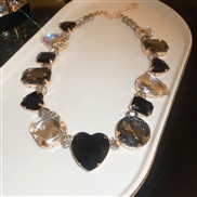 ( necklace  black)occidental style color diamond love gem necklace exaggerating personality clavicle chain fashion samll
