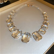 ( necklace  white)occidental style color diamond crystal square gem necklace fashion temperament exaggerating clavicle 