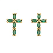( green)occidental style personality cross ear stud womanins fully-jewelled color zircon cross earringserr