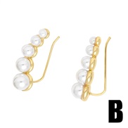 (B)retro zircon ear stud temperament Pearl Ear clip samll brief earrings Earringerr