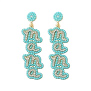 (39561) occidental style fashion brief Alloy diamond beads earrings Word Earring woman