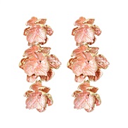 ( Pink)spring Alloy three-dimensional flowers earrings woman occidental style earring fashion trend Bohemian style Earr