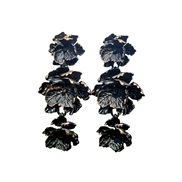 ( black)spring Alloy three-dimensional flowers earrings woman occidental style earring fashion trend Bohemian style Ear
