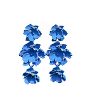 ( blue)spring Alloy three-dimensional flowers earrings woman occidental style earring fashion trend Bohemian style Earr