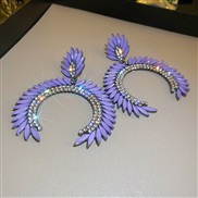 ( Silver needle purple)silver occidental style exaggerating wind diamond geometry earrings samll personality temperamen