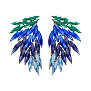 (blue  Color)summer feather diamond wings occidental style personality color diamond temperament woman earrings trend