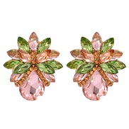 ( Green powder)occidental style  fashion woman temperament personality flowers diamond earrings elegant