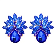 ( blue)occidental style  fashion woman temperament personality flowers diamond earrings elegant