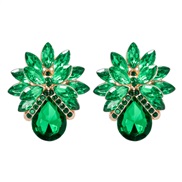 ( green)occidental style  fashion woman temperament personality flowers diamond earrings elegant