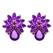 (purple)occidental style  fashion woman temperament personality flowers diamond earrings elegant