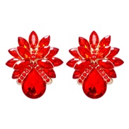 ( red)occidental style  fashion woman temperament personality flowers diamond earrings elegant