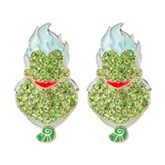 ( green) diamond creative cartoon personality exaggerating earrings Street Snap