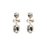 ( white)occidental style fashion wind multilayer splice geometry earrings elegant temperament glass colorful diamond Ea