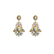 (AB color)occidental style high retro temperament earrings personality embed Pearl color Rhinestone earring brief all-P