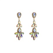 (AB color)occidental style long style drop geometry diamond personality earrings fashion fresh sweet wind Earring woman