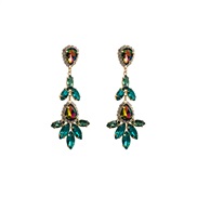 ( green)occidental style long style drop geometry diamond personality earrings fashion fresh sweet wind Earring woman