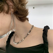 (circular  necklace)silver color necklace woman high samll sequin clavicle chain wind chain temperament fashion