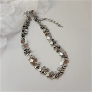 ( square  necklace)silver color necklace woman high samll sequin clavicle chain wind chain temperament fashion