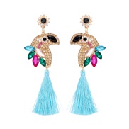 ( blue)occidental style wind personality samll tassel earrings Alloy With diamond earring Earring