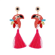 ( red)occidental style wind personality samll tassel earrings Alloy With diamond earring Earring