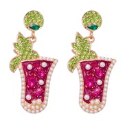 (purple)UR occidental style brief creative Alloy diamond earrings trend fashion