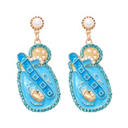 ( blue)UR occidental style brief creative Alloy diamond earrings trend fashion