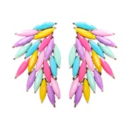 ( Color)summer feather color Alloy diamond personality temperament woman high elegant trend ear stud earrings