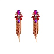 ( red)occidental style personality temperament long style Earring Metal claw chain tassel earrings woman trend super dr
