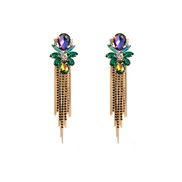 ( Green color)occidental style personality temperament long style Earring Metal claw chain tassel earrings woman trend 