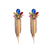 ( Color)Japan and Korea Bohemia tassel earrings woman occidental style pure handmade long style exaggerating ear stud g