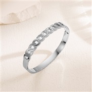 ( Silver) personality titanium steel color bangle woman embed hollow chain diamond opening buckle style