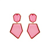 ( rose Red)occidental style exaggerating Earring fashion retro brief geometry earrings more transparent resin earring w