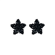 ( black)Korean style Five-pointed star zircon exaggerating ear stud woman temperament occidental style retro color diam