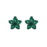 ( green)Korean style Five-pointed star zircon exaggerating ear stud woman temperament occidental style retro color diam