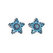 ( blue)occidental style zircon earrings Five-pointed star samll Pearl temperament all-Purpose ear stud Earring