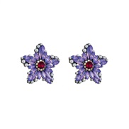(purple)occidental style zircon earrings Five-pointed star samll Pearl temperament all-Purpose ear stud Earring