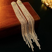 ( Silver needle  Gold Tassels) diamond zircon long style tassel silver earrings fashion all-Purpose elegant temperament