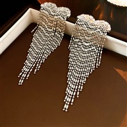 ( Silver needle  Silver Tassels)elegant zircon long style tassel silver earrings occidental style fashion all-Purpose t