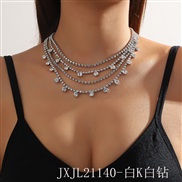 (JXJL2114   White KWhite Diamond )occidental style fashion multilayer chain super brilliant Rhinestone chain Collar cla