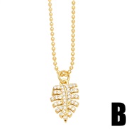 (B)occidental style brief fashion eyes necklaceins samll leaves pendant clavicle chainnkn