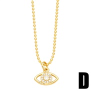(D)occidental style brief fashion eyes necklaceins samll leaves pendant clavicle chainnkn