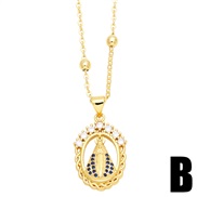 (B)occidental style fashion temperament heart-shaped necklace geometry diamond clavicle chainnkn