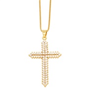 ( white)occidental style retro cross necklace personality fashion embed color zircon cross pendantnkn