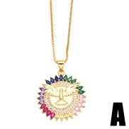 (A)personality embed color zircon samll pendant occidental style fashion high colorful diamond love necklacenkn