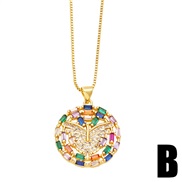 (B)personality embed color zircon samll pendant occidental style fashion high colorful diamond love necklacenkn