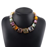 ( Color necklace)occidental style trend  personality fashion exaggerating geometry resin color earrings necklace
