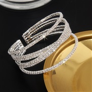 ( Silver)occidental style Rhinestone steel wire width bangle multilayer opening brilliant exaggerating big bangle